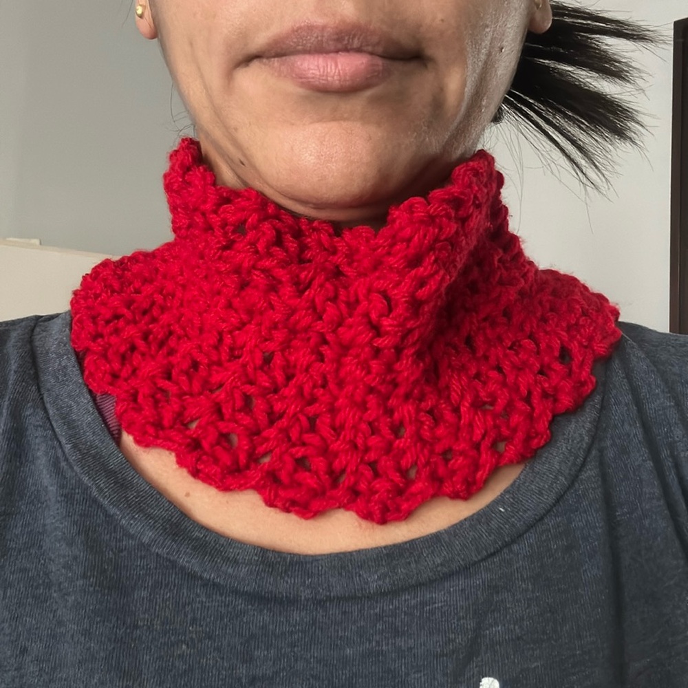 Red Crocheted handmade neck scarf